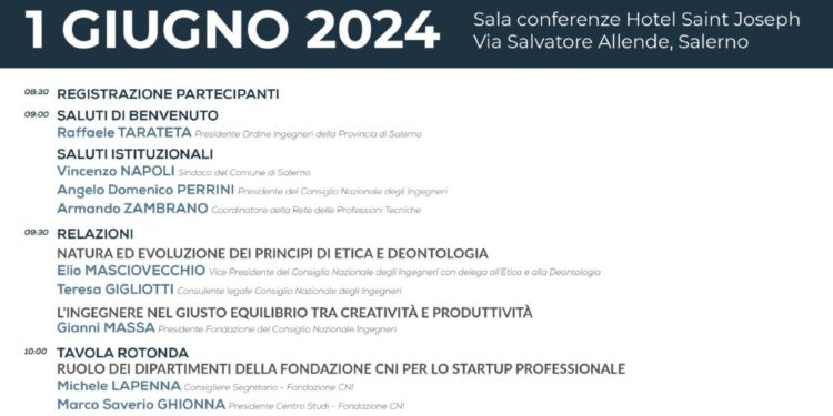 “Startup alla professione di Ingegnere nel rispetto di Etica e Deontologia”. Incontro con l’Ordine di Salerno