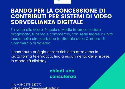 Confesercenti Vallo di Diano informa: bando per contributi su video sorveglianza