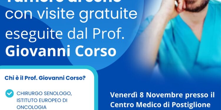 Postiglione: l’8 novembre visite senologiche con lo scienziato dell’Istituto Oncologico Europeo, Giovanni Corso