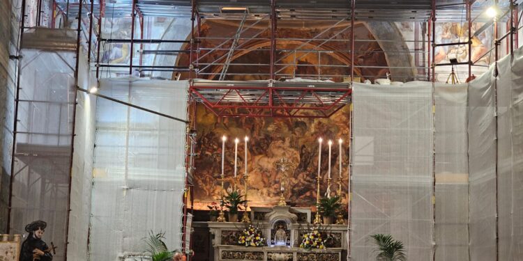 Svelati i primi affreschi restaurati del convento di Sant’Antonio a Polla