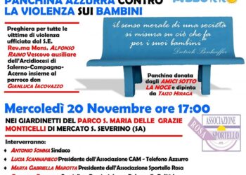 A Mercato San Severino una panchina azzurra contro la violenza sui bambini
