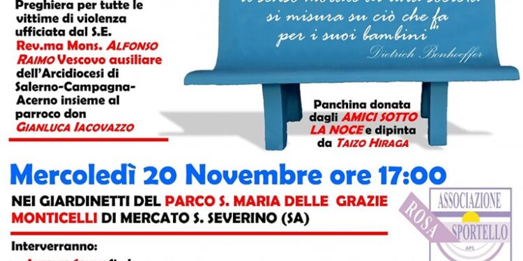 A Mercato San Severino una panchina azzurra contro la violenza sui bambini