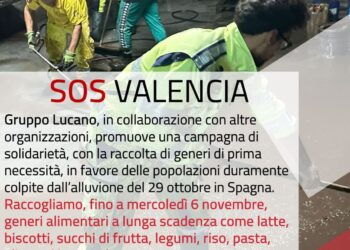 Alluvione di Valencia: al via la campagna di solidarietà del Gruppo Lucano della Protezione Civile