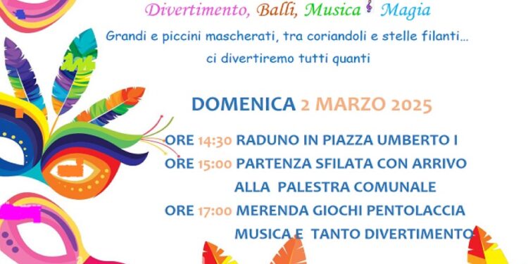 Carnevale a Sassano: domenica 2 marzo, divertimento e magia per tutti