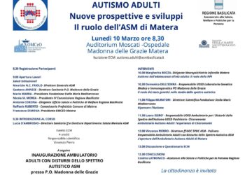 Si inaugura all’ospedale di Matera un ambulatorio per adulti con disturbo dello spettro autistico