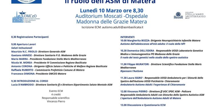Si inaugura all’ospedale di Matera un ambulatorio per adulti con disturbo dello spettro autistico