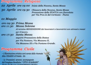 Benedizione dei lavoratori e degli attrezzi da lavoro, il primo maggio a Pantano di Teggiano