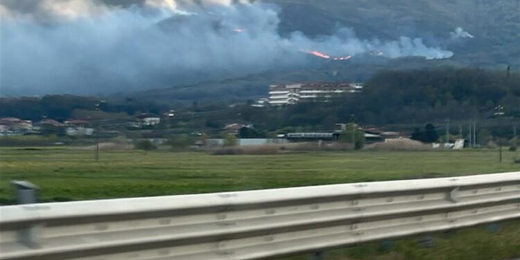 Incendio a San Rufo: fiamme su una vasta area di montagna