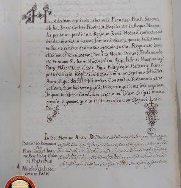 Prezioso manoscritto del 1766 sottratto illecitamente: domani la restituzione all’Archivio di Stato di Potenza