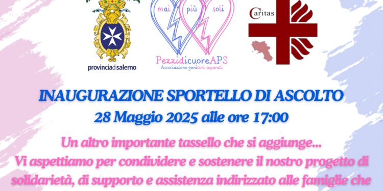 “Mai più soli”: a Salerno nasce lo sportello di ascolto dell’Associazione Pezzidicuore