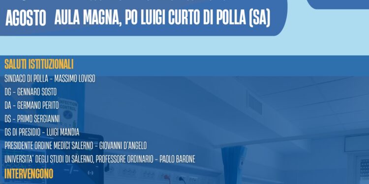 Sanità: il 5 agosto l’inaugurazione della Stroke Unit all’ospedale “Luigi Curto” di Polla
