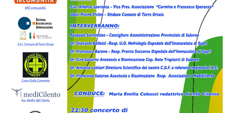 Serata di beneficenza a Torre Orsaia con “Tutti Uniti con il Cuore”