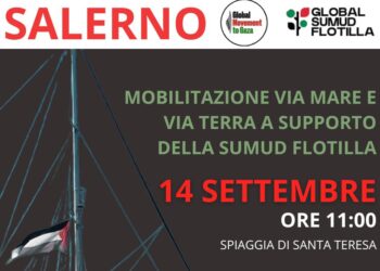 Salerno a fianco della Global Sumud Flotilla:  il 14 settembre presidio sulla spiaggia di Santa Teresa