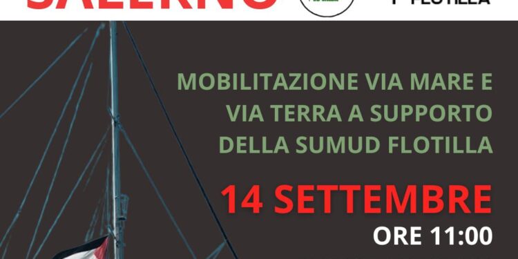 Salerno a fianco della Global Sumud Flotilla:  il 14 settembre presidio sulla spiaggia di Santa Teresa