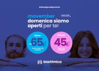 Movember, Biochimica resta aperta domenica 23 novembre: check-up completi a prezzi speciali