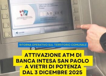 Chiusura dell’ATM a Vietri di Potenza. Il sindaco Giordano annuncia: “Dal 3 dicembre tornerà attivo”