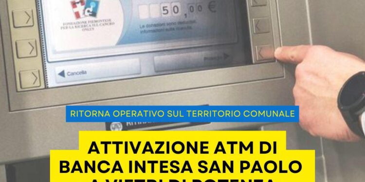 Chiusura dell’ATM a Vietri di Potenza. Il sindaco Giordano annuncia: “Dal 3 dicembre tornerà attivo”