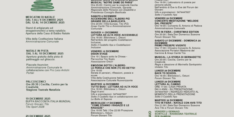 Tito presenta “La Bianca Stagione 2025”: un cartellone natalizio all’insegna di cultura, comunità e inclusione
