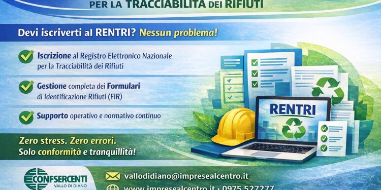 Confesercenti Vallo di Diano: obbligo di iscrizione al RENTRI. Aquino: “Supporto completo per le imprese del territorio”