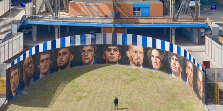 Bruscolotti tra le undici icone scelte da Jorit per celebrare il centenario dello stadio Maradona di Napoli