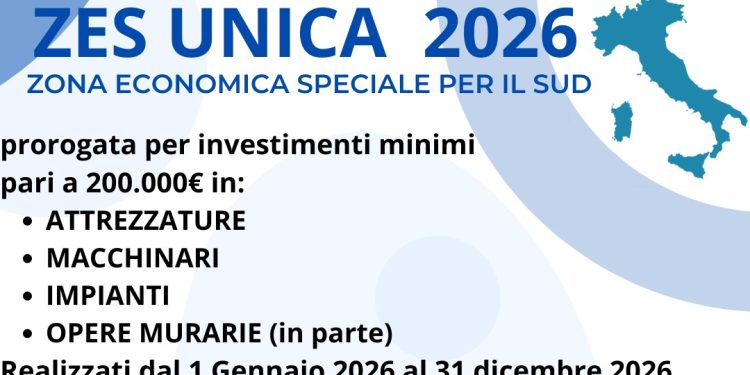 Confesercenti Vallo di Diano informa: Credito d’imposta ZES Unica. Al via le comunicazioni all’Agenzia delle Entrate