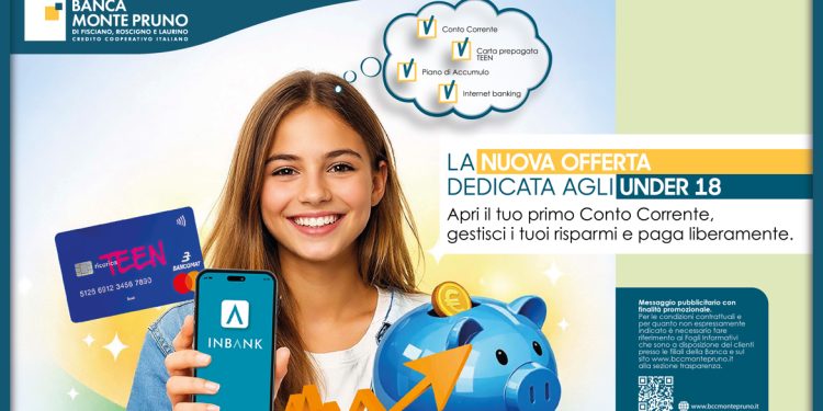 Nuova offerta della Monte Pruno per gli under 18, ecco “Il tuo primo conto, i tuoi primi passi”