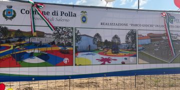 A Polla, posa della prima pietra per parco giochi e parcheggio a Cristo Re: lavori pronti entro l’estate