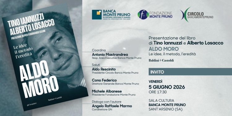 Banca Monte Pruno, la sala cultura di Sant’Arsenio, ospita la presentazione del libro su Aldo Moro: appuntamento culturale il 5 giugno