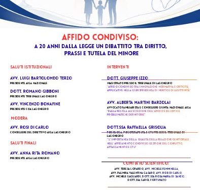 Affido condiviso a 20 anni dalla legge: a Lagonegro confronto tra magistrati, avvocati e psicologi promosso da AIGA