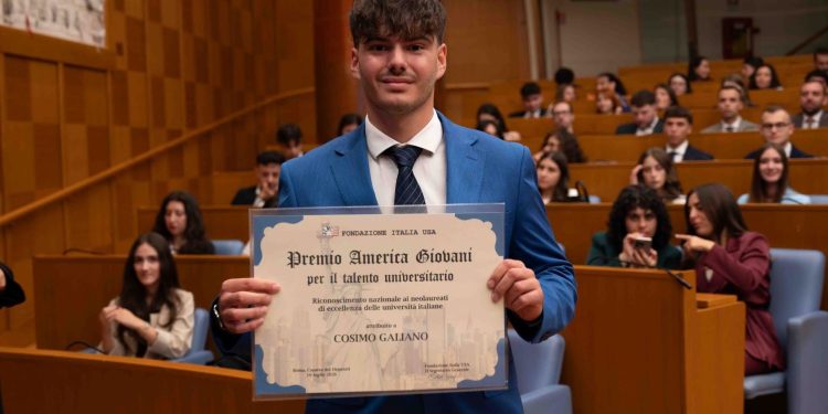 Lo studente salese, Cosimo Galiano, ottiene il premio “America Giovani per il talento universitario”