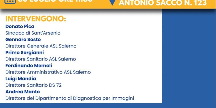 Al via la Radiologia territoriale all’ospedale di Sant’Arsenio: il 30 luglio la presentazione con i vertici dell’Asl Salerno