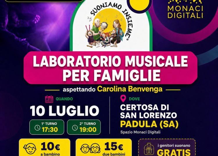 Al Certosa Village il laboratorio musicale per famiglie. Appuntamento venerdì a Padula