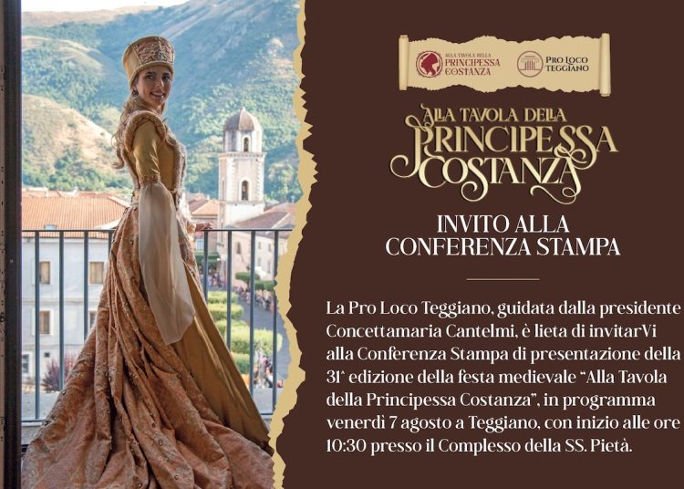 Teggiano torna capitale del Medioevo: tutto pronto per la 31ª edizione della “Tavola della Principessa Costanza”