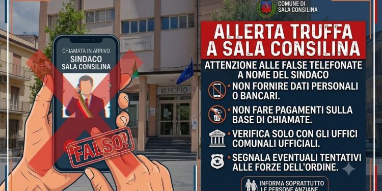 Telefonate false a nome del sindaco: scatta l’allerta a Sala Consilina