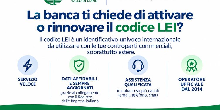 Codice LEI, Confesercenti Vallo di Diano al fianco delle imprese: assistenza per attivazione e rinnovo
