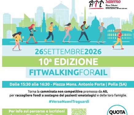 Polla, sabato la Fitwalking For AIL: una camminata solidale per sostenere la ricerca